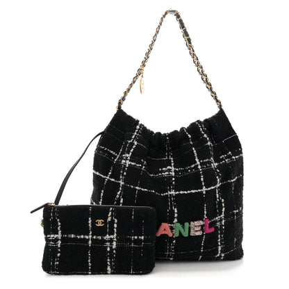 Chanel Wool Tweed Quilted Chanel 22 Black Multicolor 3 of 12