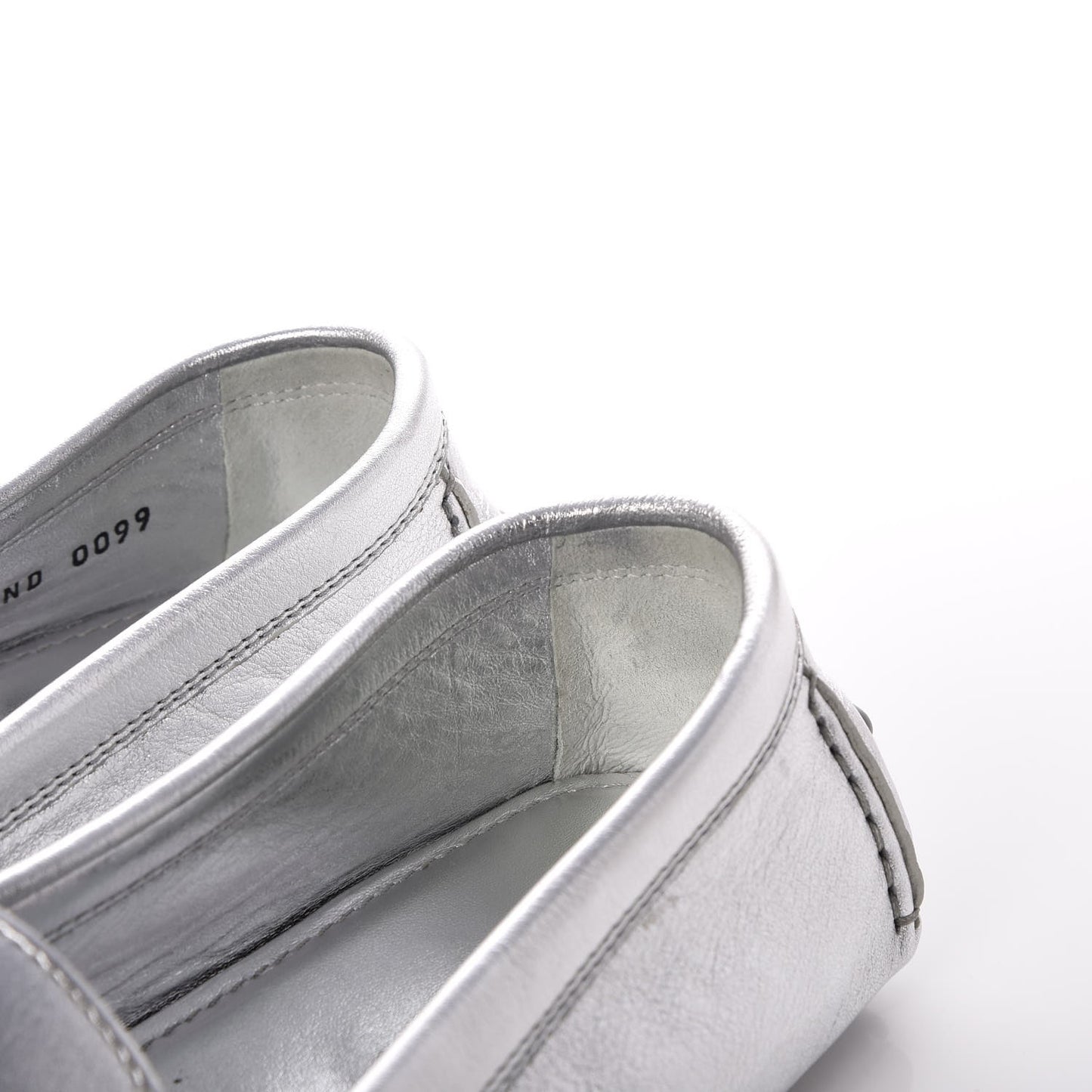 Metallic Calfskin Lombok Mocassin Loafer 38.5 Silver