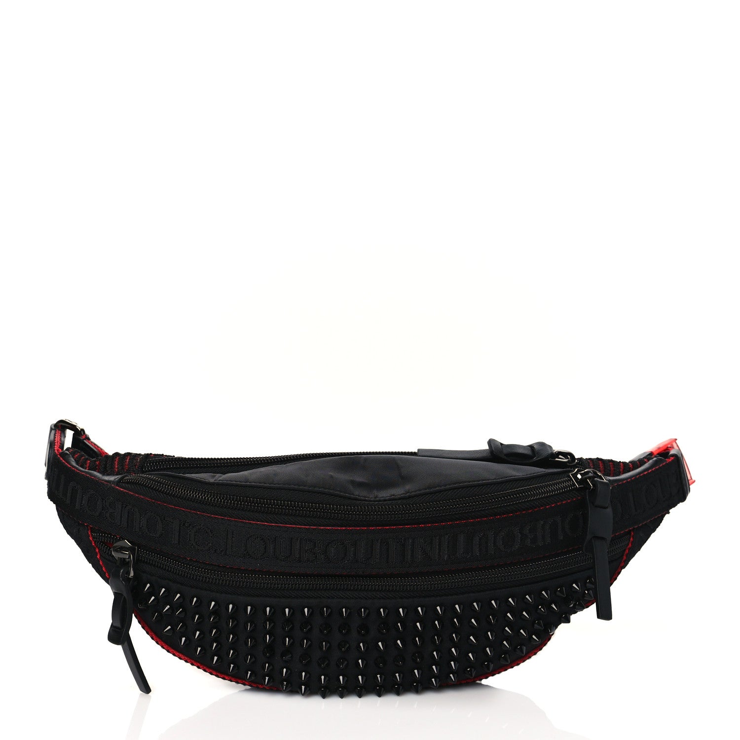 Christian Louboutin Calfskin Spiked Paris NYC Belt Bag Black 1 of 9
