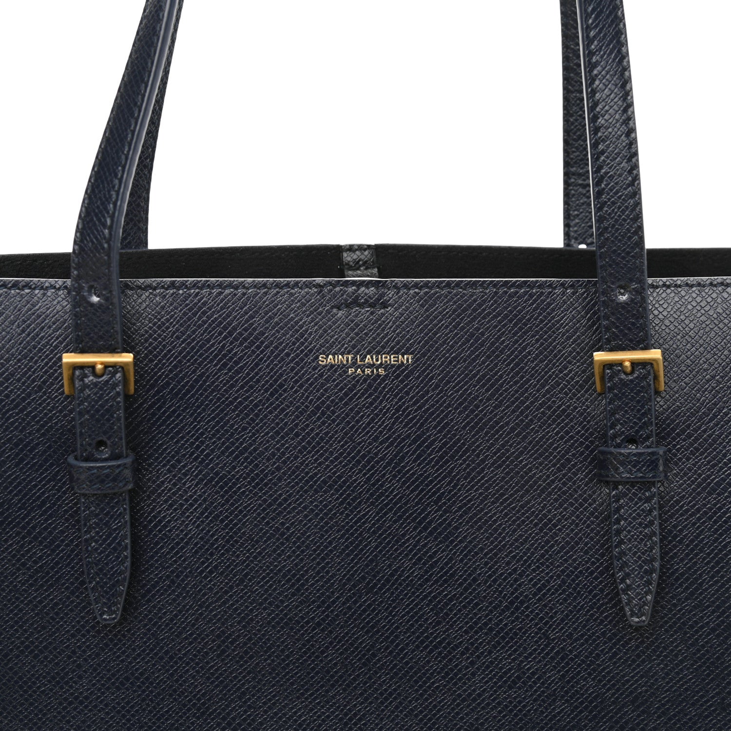 Saint Laurent Grained Calfskin Large Shopping Tote Navy 7 of 9