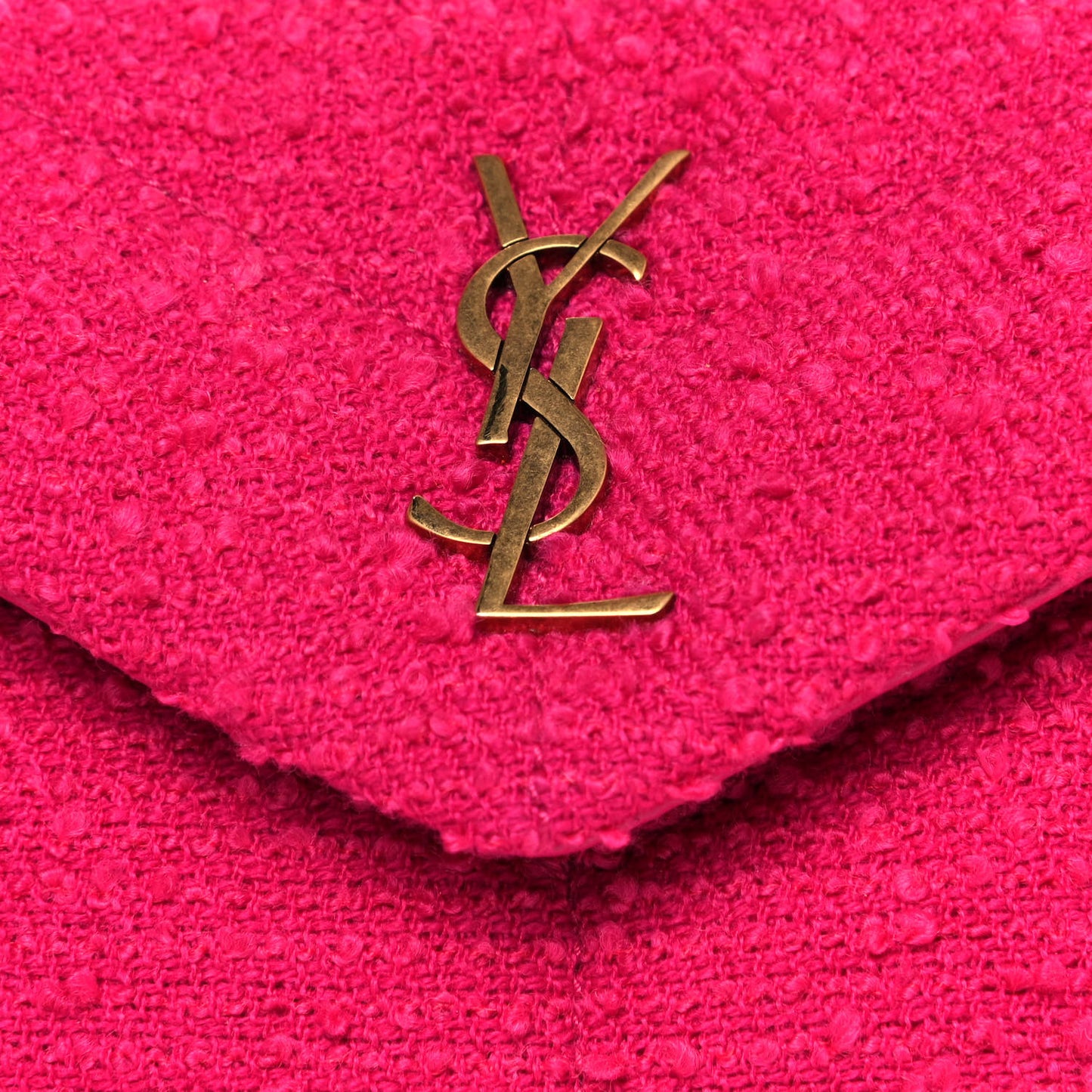Boucle Tweed Quilted Toy Loulou Puffer Monogram Chain Satchel Magenta