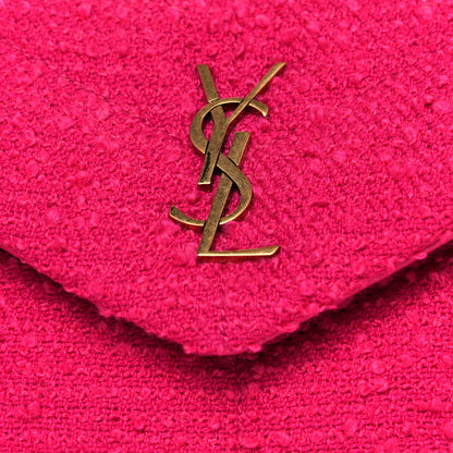 Saint Laurent Boucle Tweed Quilted Toy Loulou Puffer Monogram Chain Satchel Magenta 8 of 12