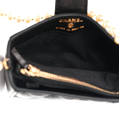 Chanel Calfskin Quilted Pearl Chain Love Symbols Mini Bag Black 5 of 12