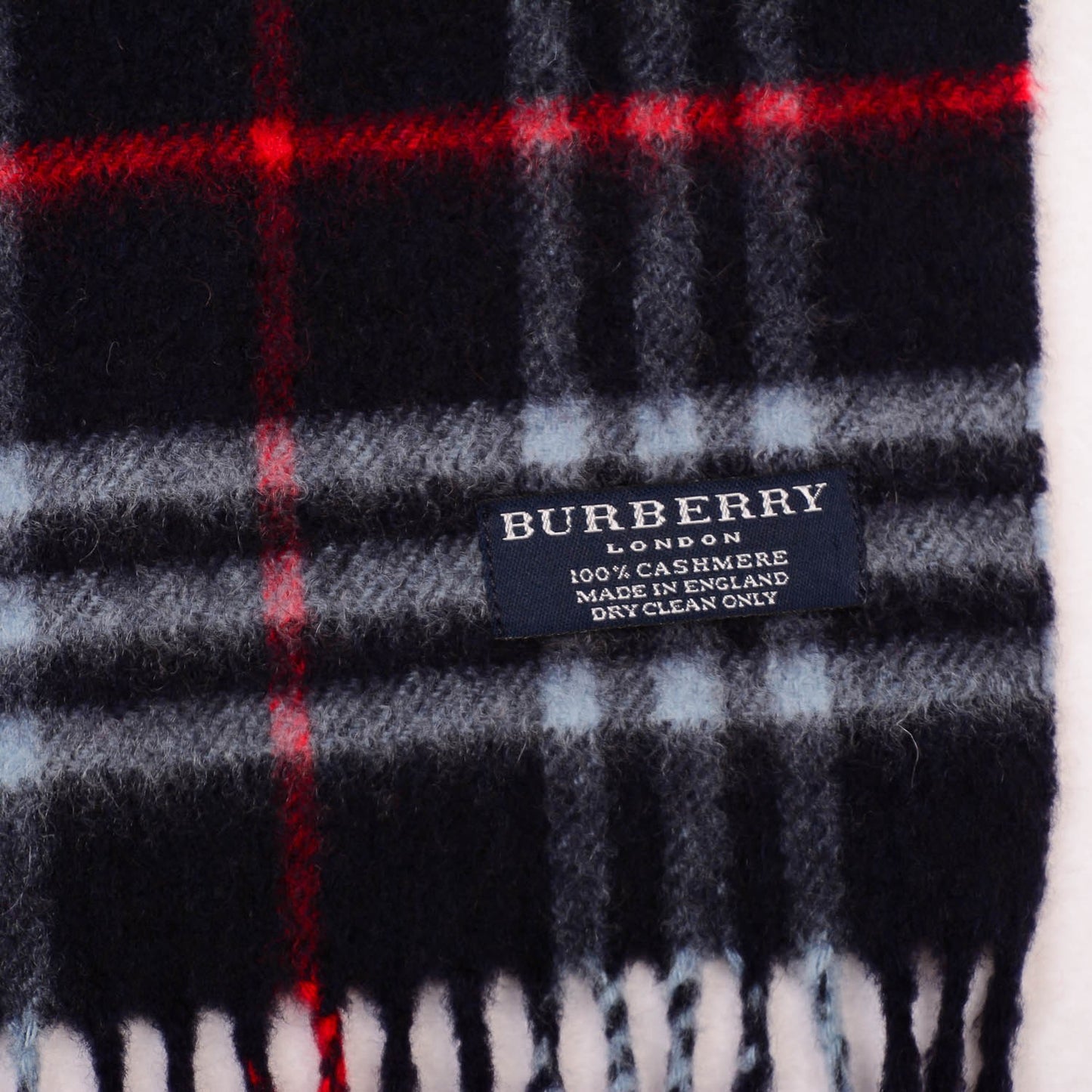 Cashmere Check Fringe Scarf Blue
