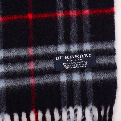 Burberry Cashmere Check Fringe Scarf Blue 4 of 4