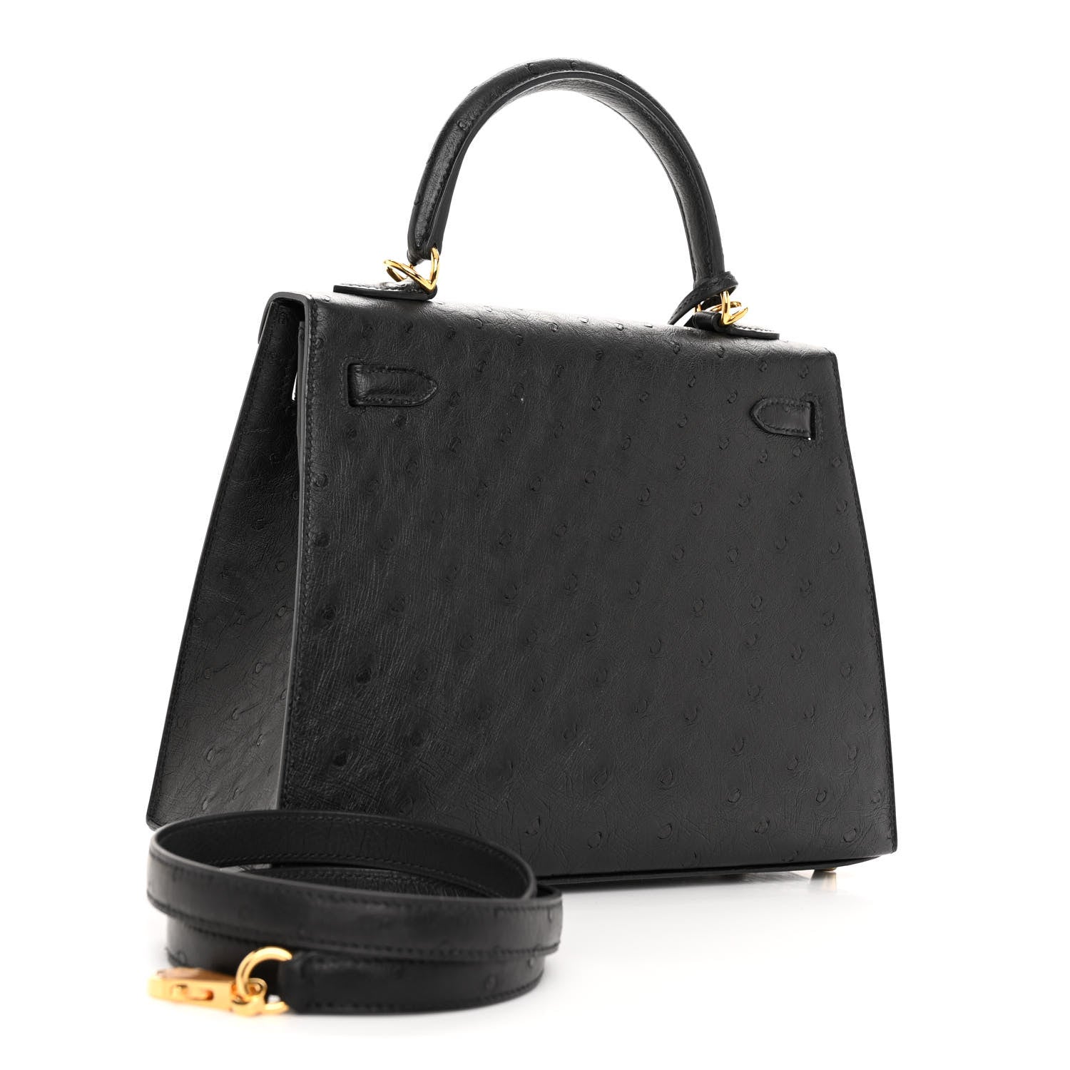 Hermes Ostrich Kelly Sellier 25 Black 3 of 12