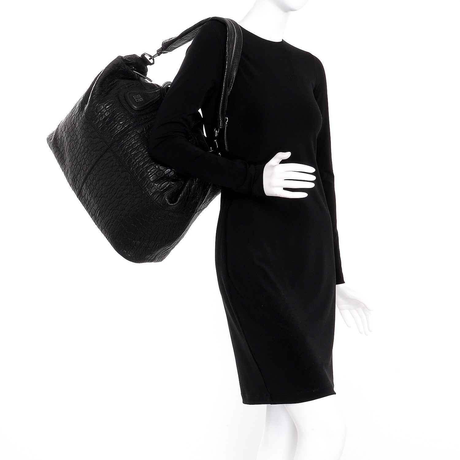 Givenchy Calfskin Crocodile Embossed Large Nightingale Black 2 of 7