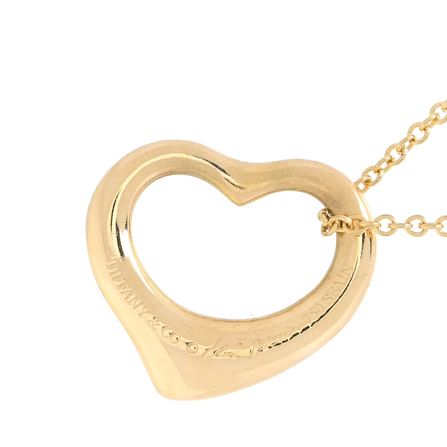 Tiffany 18K Yellow Gold 16mm Elsa Peretti Open Heart Pendant Necklace 4 of 4