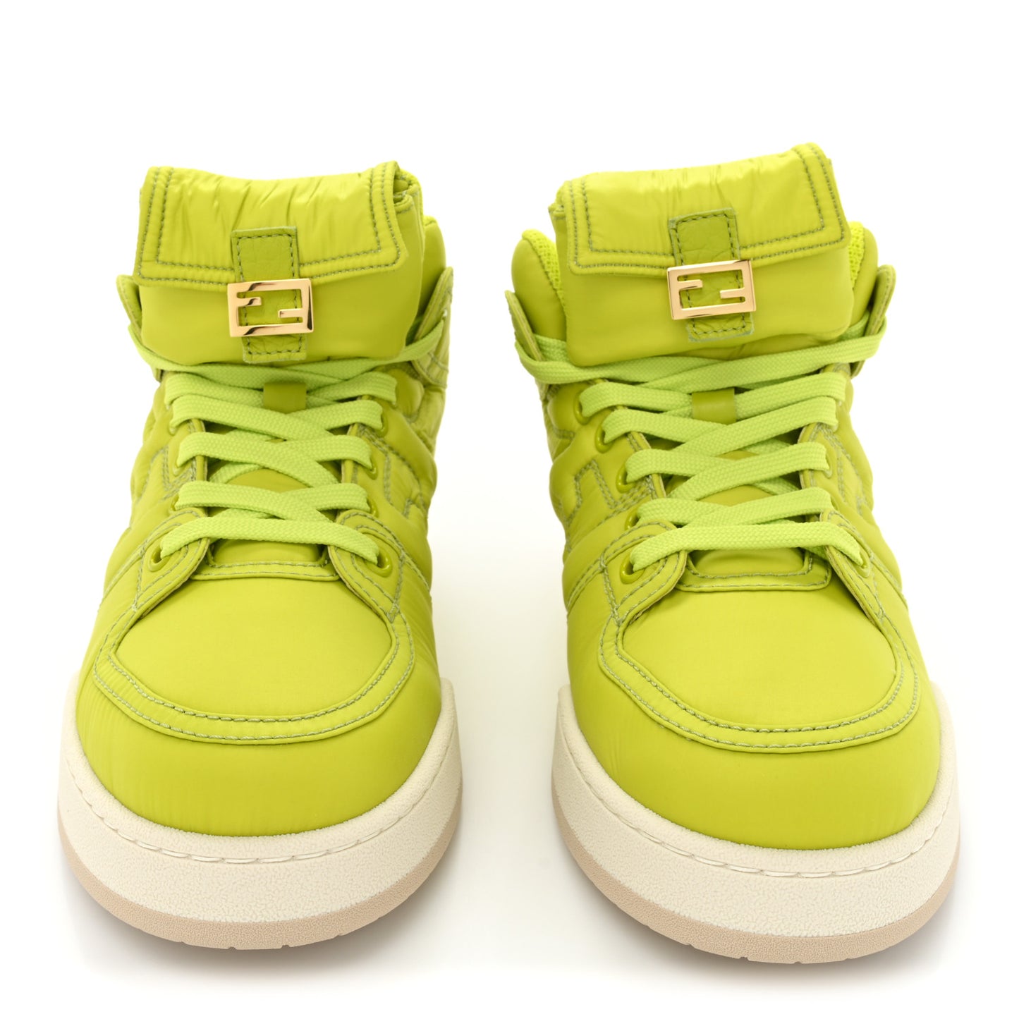Nylon Match High Top Sneakers 39 Neon Green