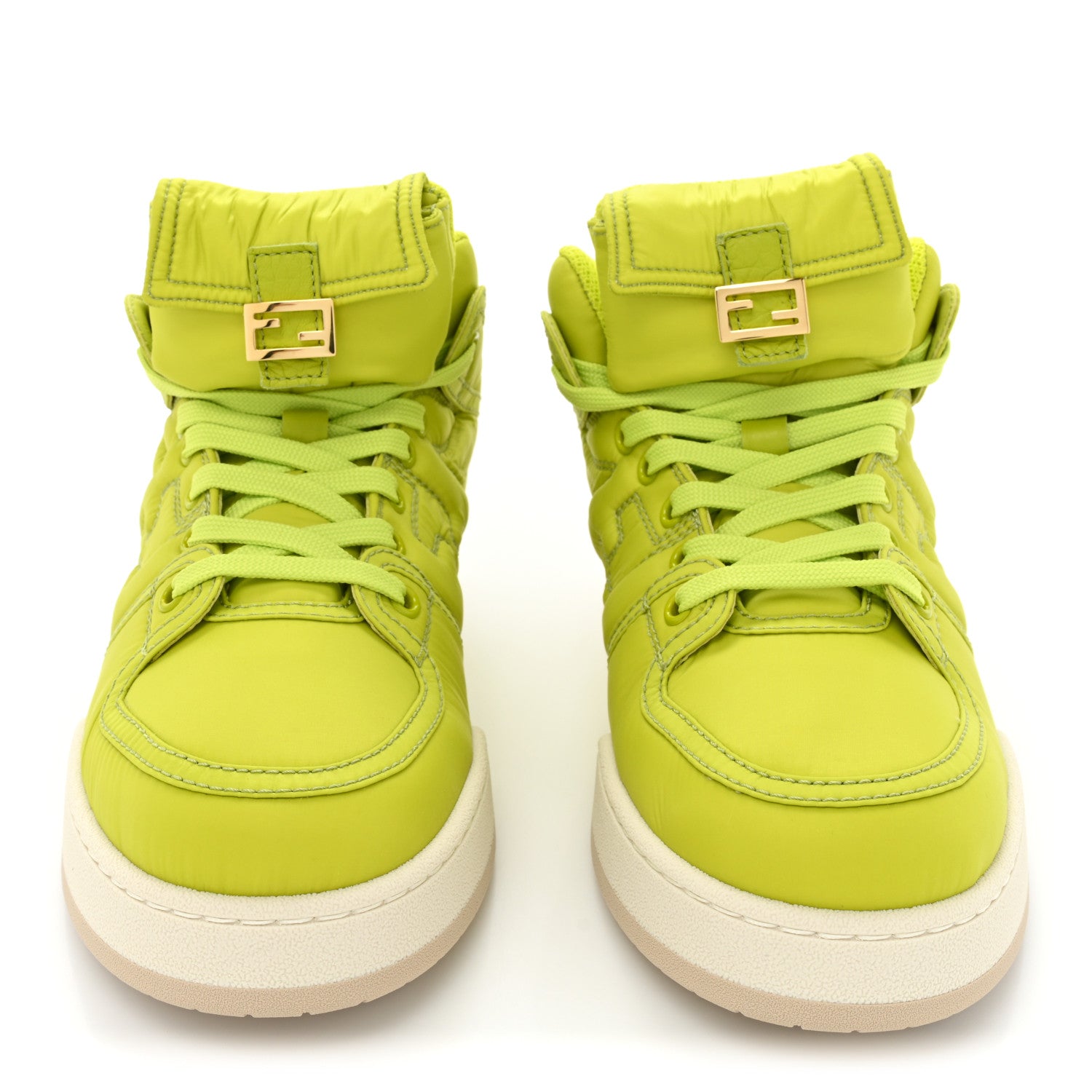 Fendi Nylon Match High Top Sneakers 39 Neon Green 2 of 10