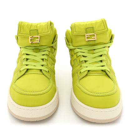 Fendi Nylon Match High Top Sneakers 39 Neon Green 2 of 10