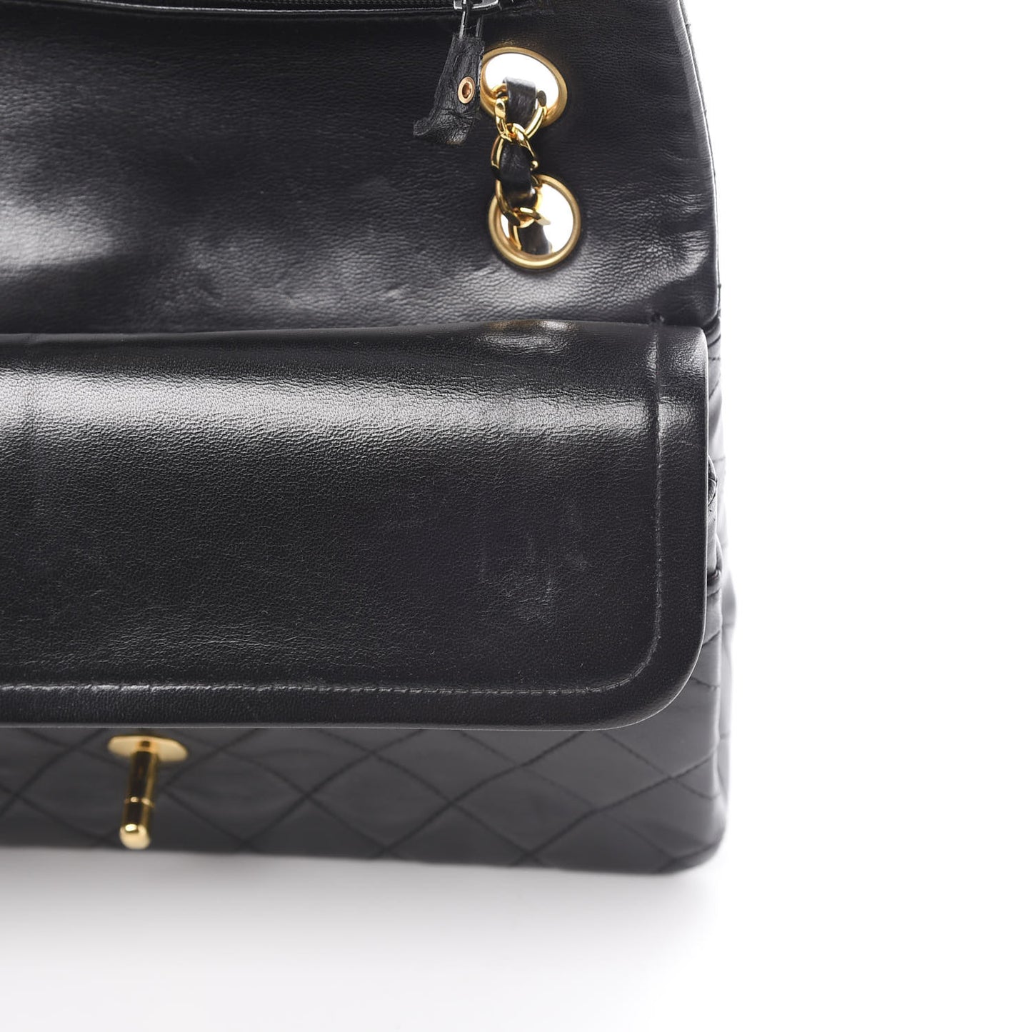 Lambskin Quilted Medium Double Flap Black