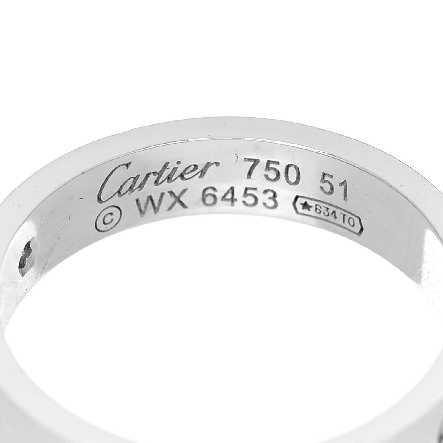 Cartier 18K White Gold Diamond 4mm LOVE Wedding Band Ring 51 5.75 4 of 4