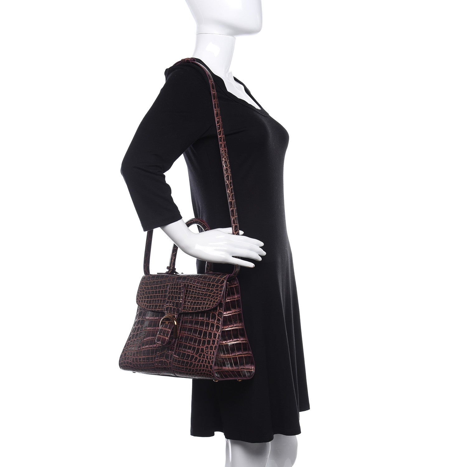 Delvaux Metallic Crocodile MM Brillant Satchel Plum Lavender 2 of 10