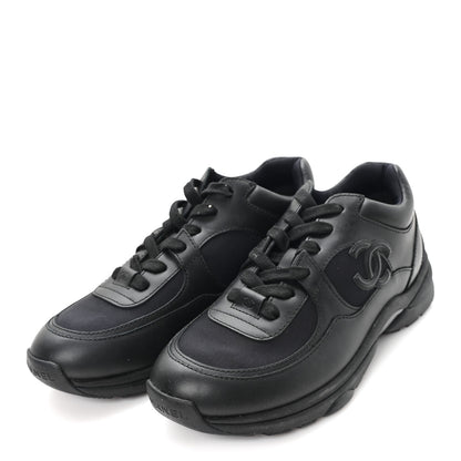 Chanel Lambskin Fabric CC Sneakers 36.5 Black 4 of 9