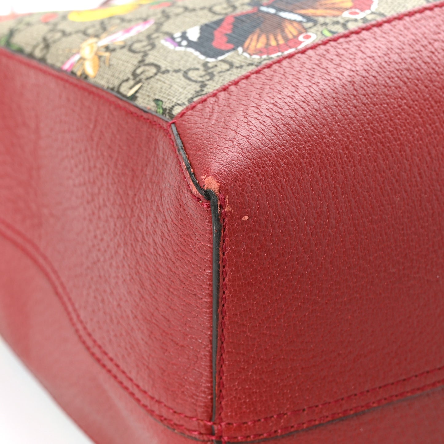 GG Supreme Monogram Flora Web Large Ophidia Tote Red
