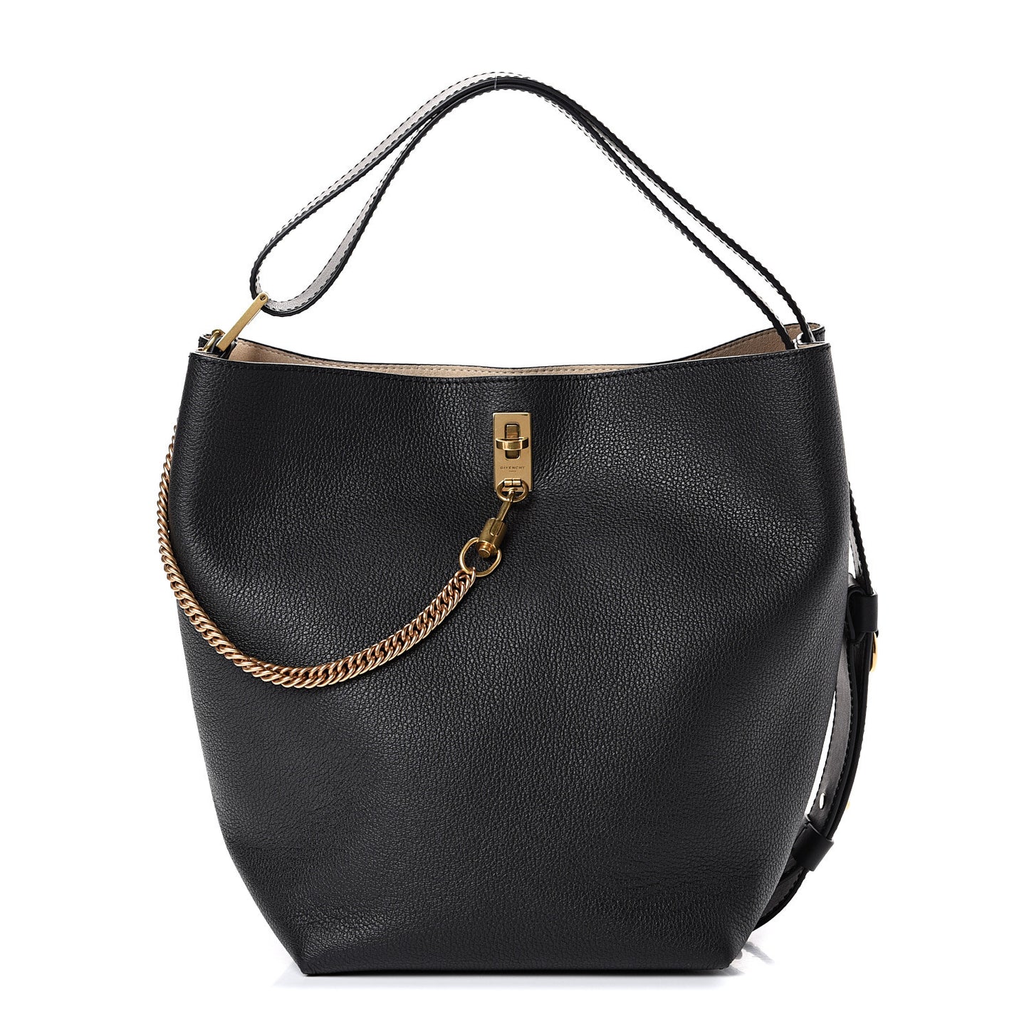 Grained Calfskin GV Bucket Bag Black