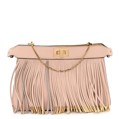 Fendi Nappa Fringe Small Peekaboo I SEE U East West Chain Satchel Rosa Quarzo 1 of 11