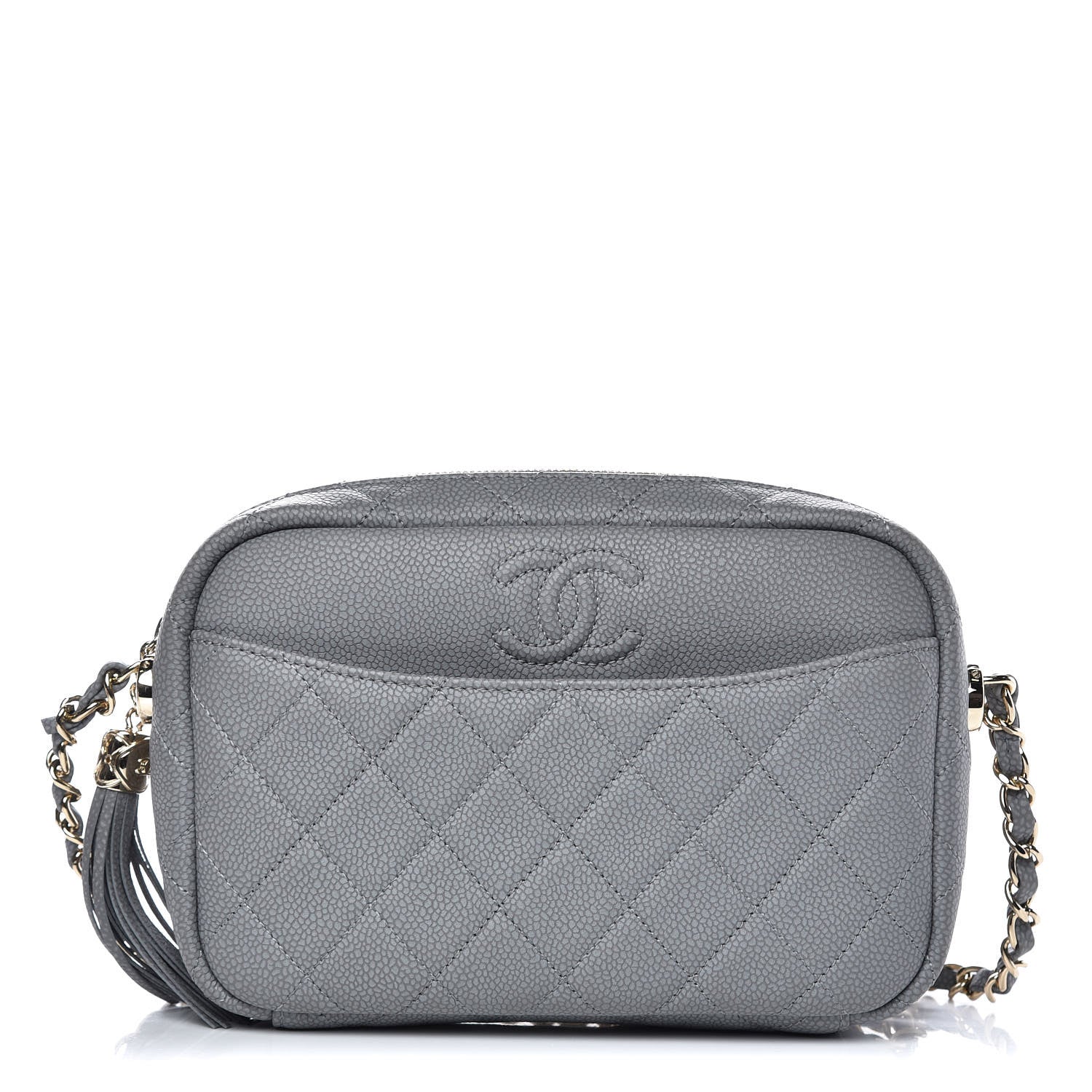 Chanel Caviar Quilted Coco Tassel Small Camera Case Grey 1 of 11
