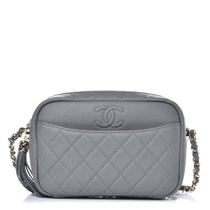 Chanel Caviar Quilted Coco Tassel Small Camera Case Grey 1 of 11