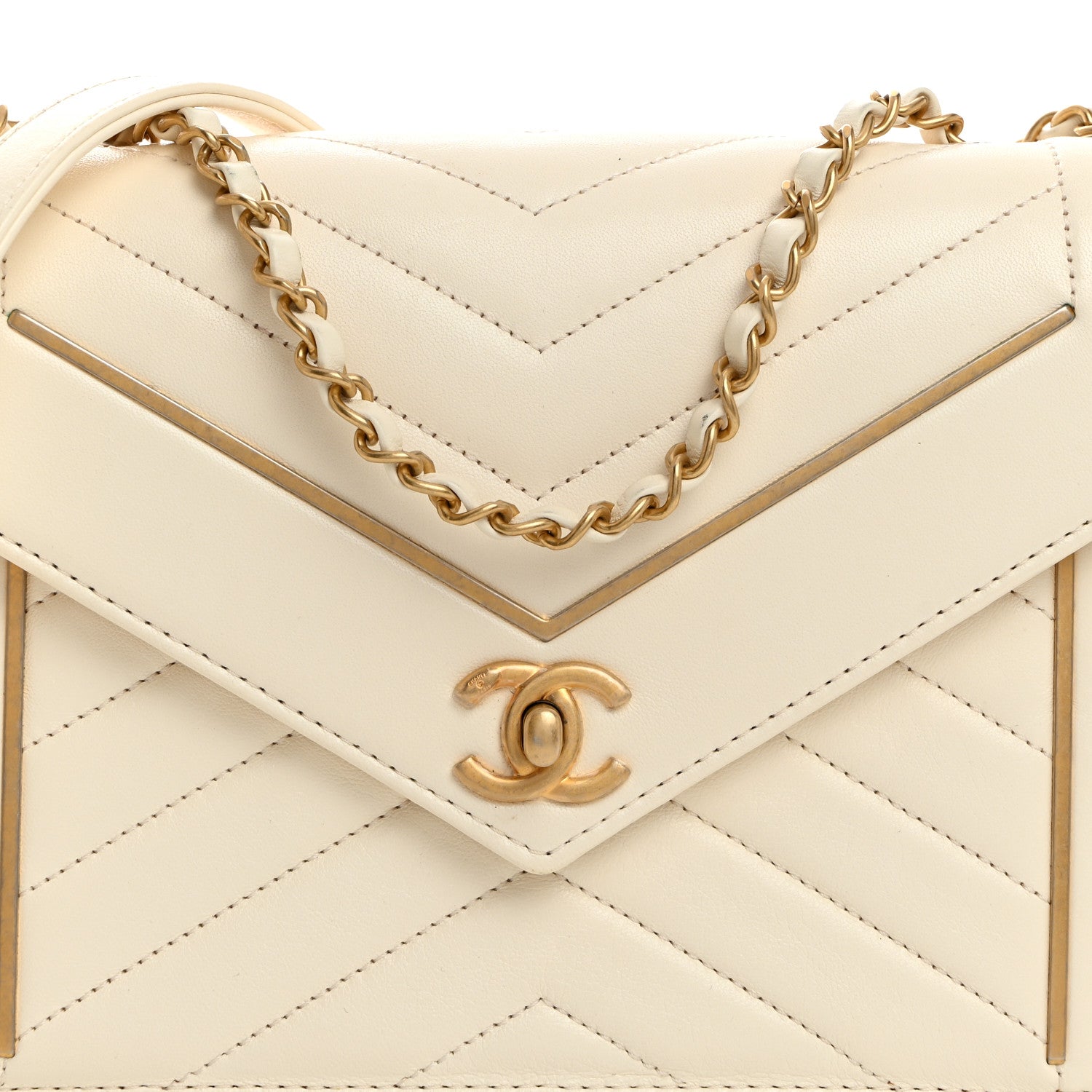 Chanel Lambskin Reversed Chevron Quilted Flap White 8 of 17