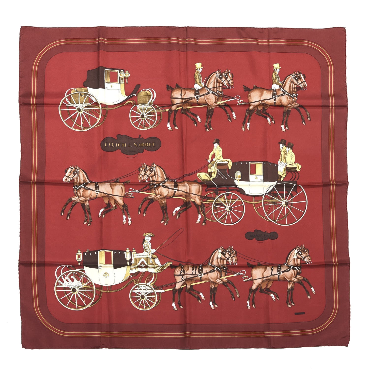 Hermes Silk Coach and Saddle Scarf 90 1 of 3