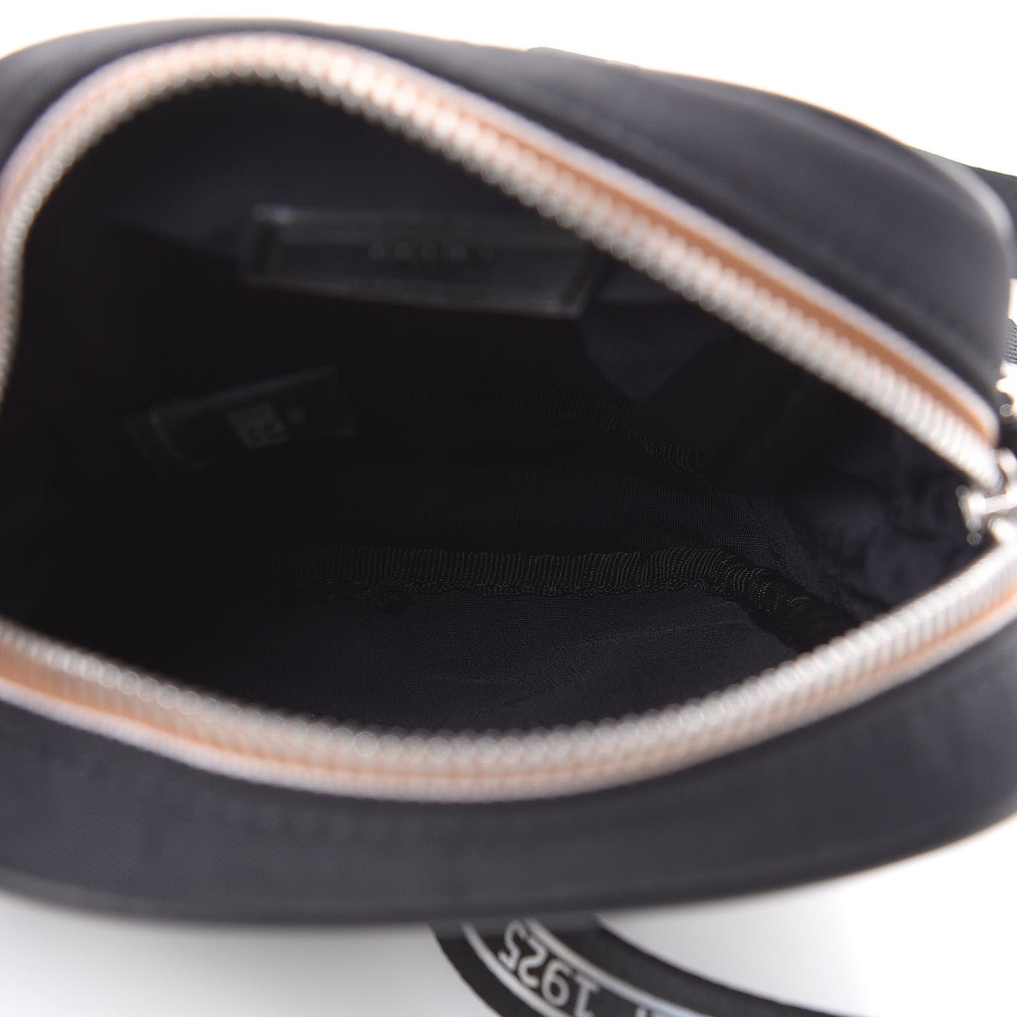 Nylon Vitello Century Pequin Logo Plate Small Crossbody Messenger Black