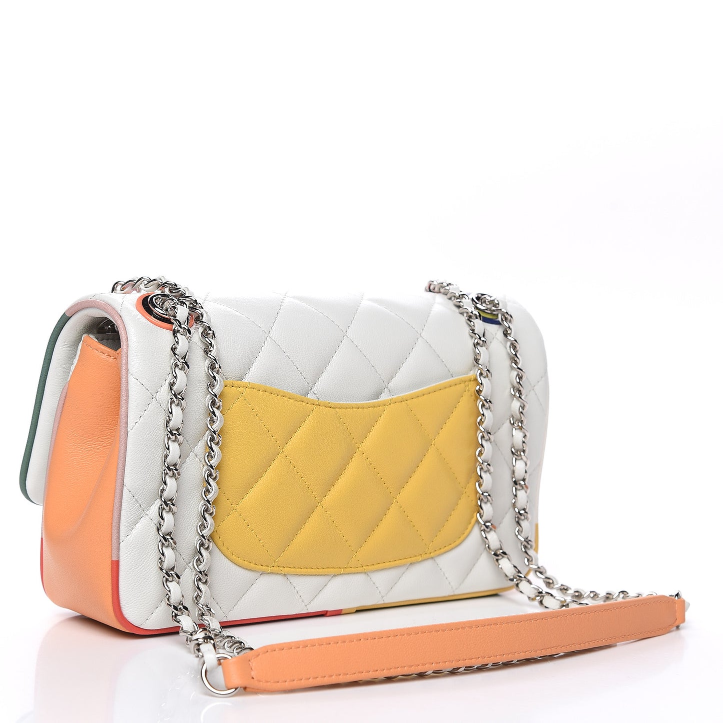Lambskin Plexiglass Quilted Small Cuba Color Flap White Multicolor