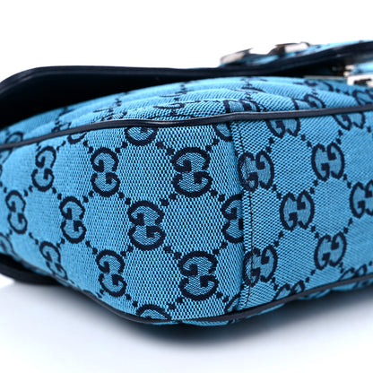 Gucci Monogram Multicolor Matelasse Diagonal Small GG Marmont Shoulder Bag Light Blue 7 of 9