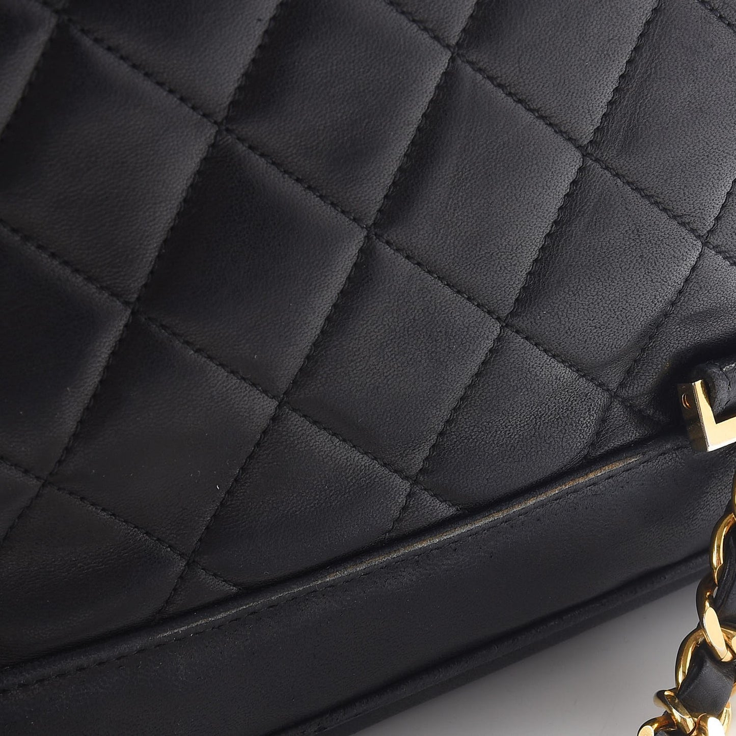 Lambskin Quilted Drawstring Backpack Black