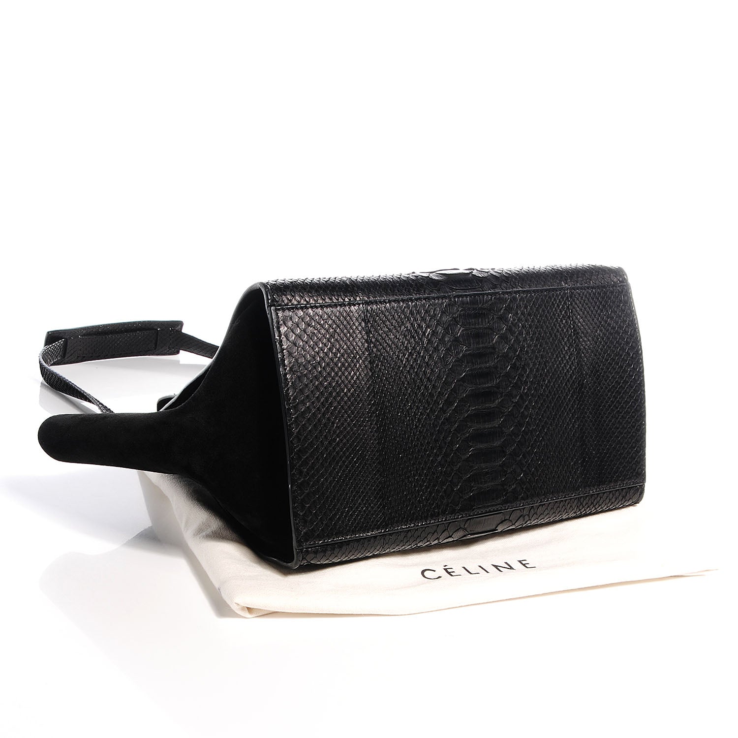 Celine Python and Suede Small Trapeze Black 4 of 8
