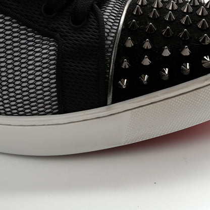 Christian Louboutin Suede Mesh Mens Louis Junior Spikes Orlato Flat Sneakers 42.5 Version Black White 12 of 13