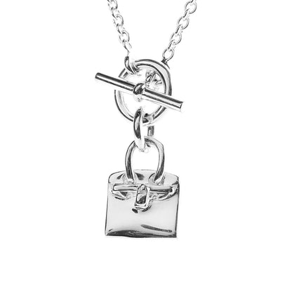 Hermes Sterling Silver Birkin Amulette Pendant Necklace 4 of 4