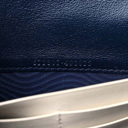 Gucci Vintage Effect Calfskin Matelasse Diagonal Torchon GG Marmont Chain Wallet Mystic White Blue Agata 6 of 10