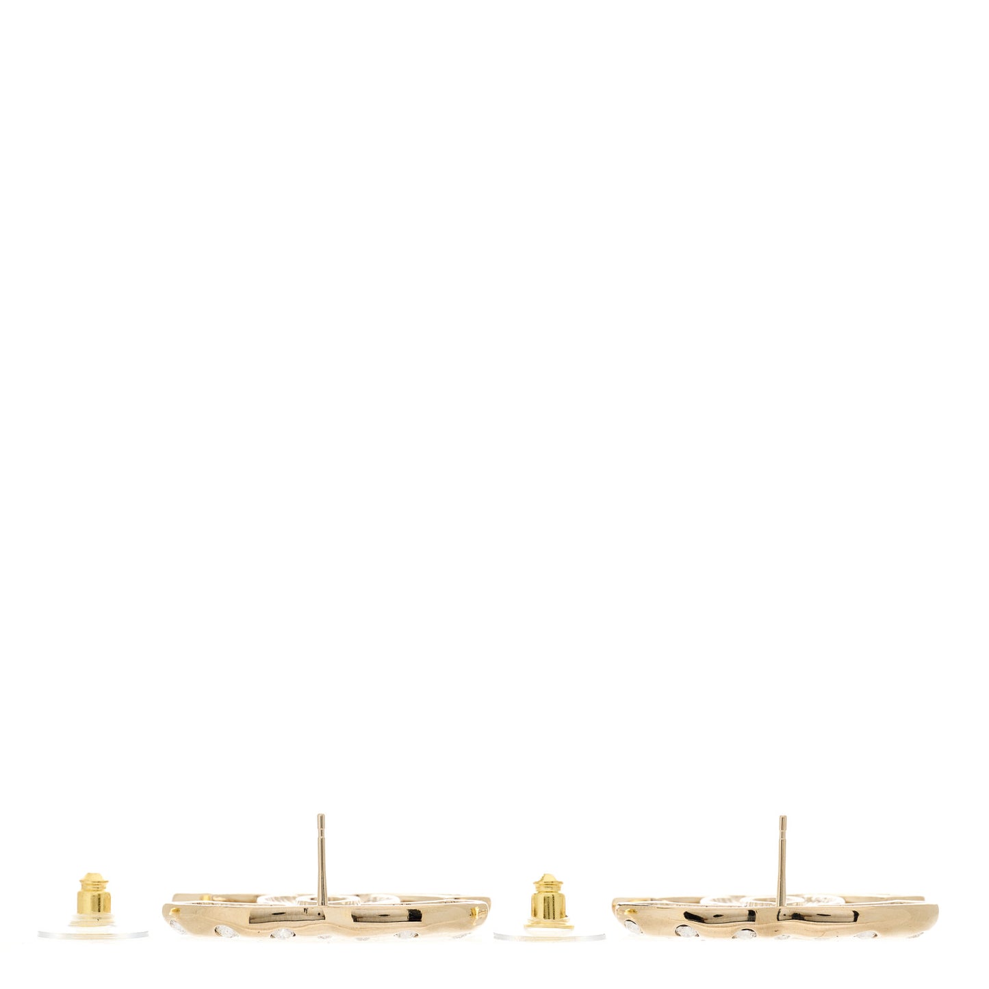 Metal Crystal CC Earrings Gold