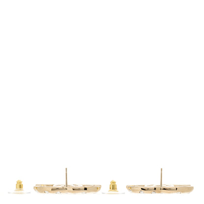 Chanel Metal Crystal CC Earrings Gold 3 of 4