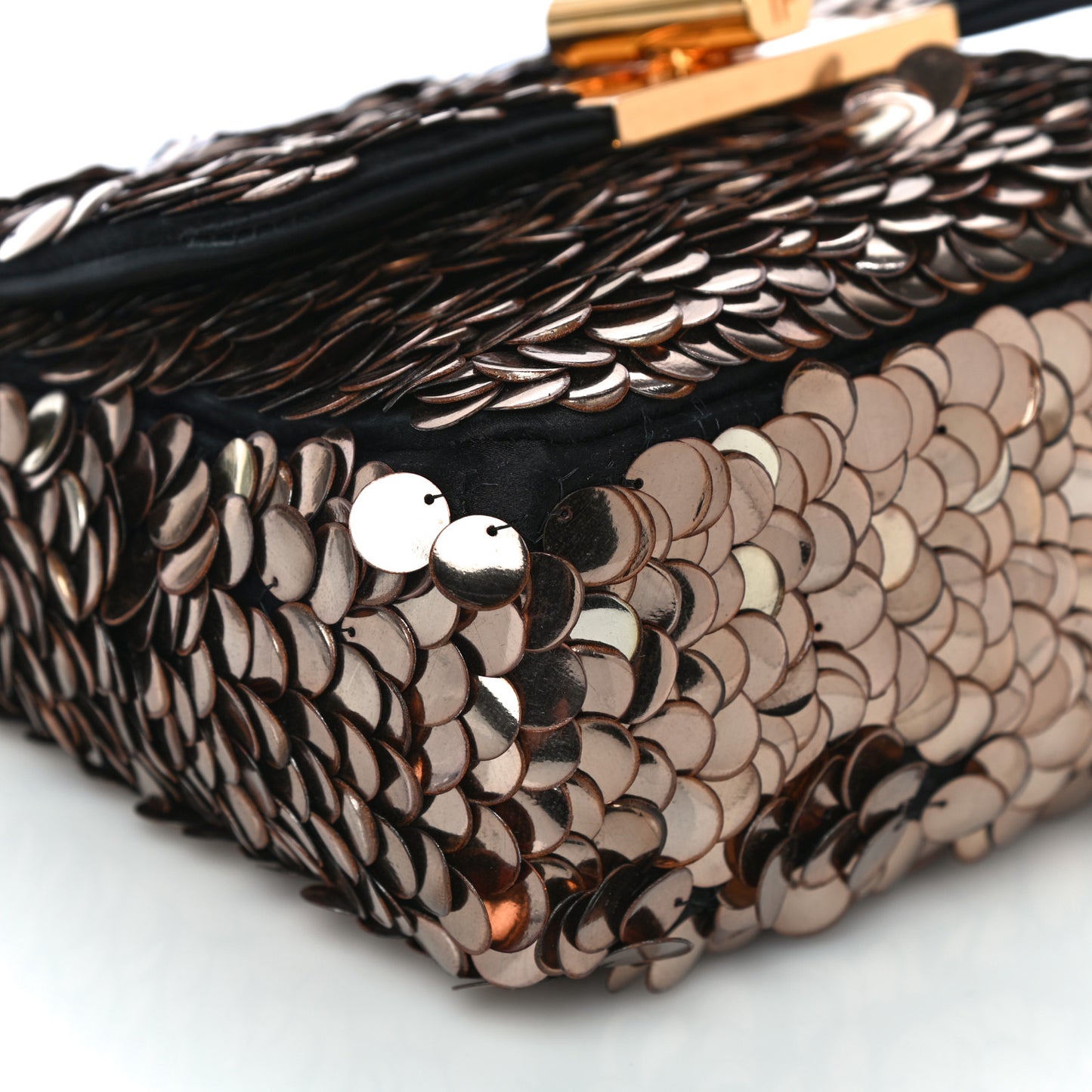 Paillette Embellished Large Natalia Chain Bag Vintage Gold Black