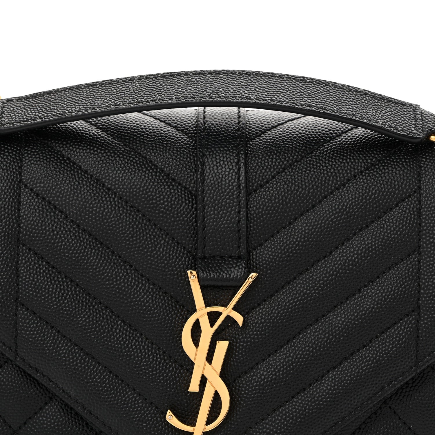 Saint Laurent Grain De Poudre Textured Mixed Matelasse Triquilt Medium Monogram Satchel Black 8 of 14