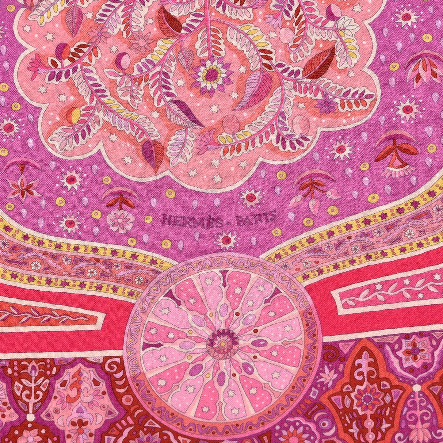 Cashmere Silk Aux Portes Du Palais Shawl 140 Framboise Rose Mauve
