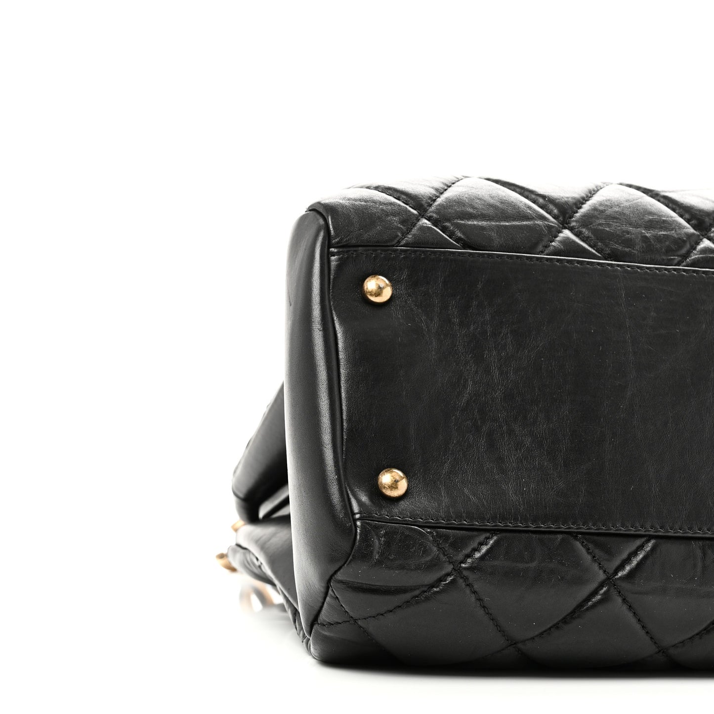 Aged Calfskin Large Just Mademoiselle Bowling Bag Black