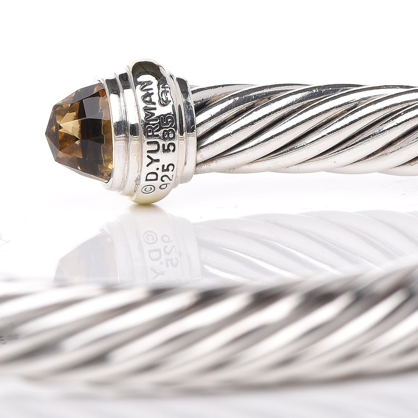 Sterling Silver 14K Yellow Gold Citrine 7mm Cable Classics Bracelet