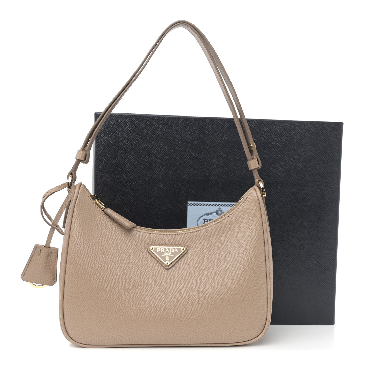 Saffiano Lux Re-Edition Mini Shoulder Bag Cammeo
