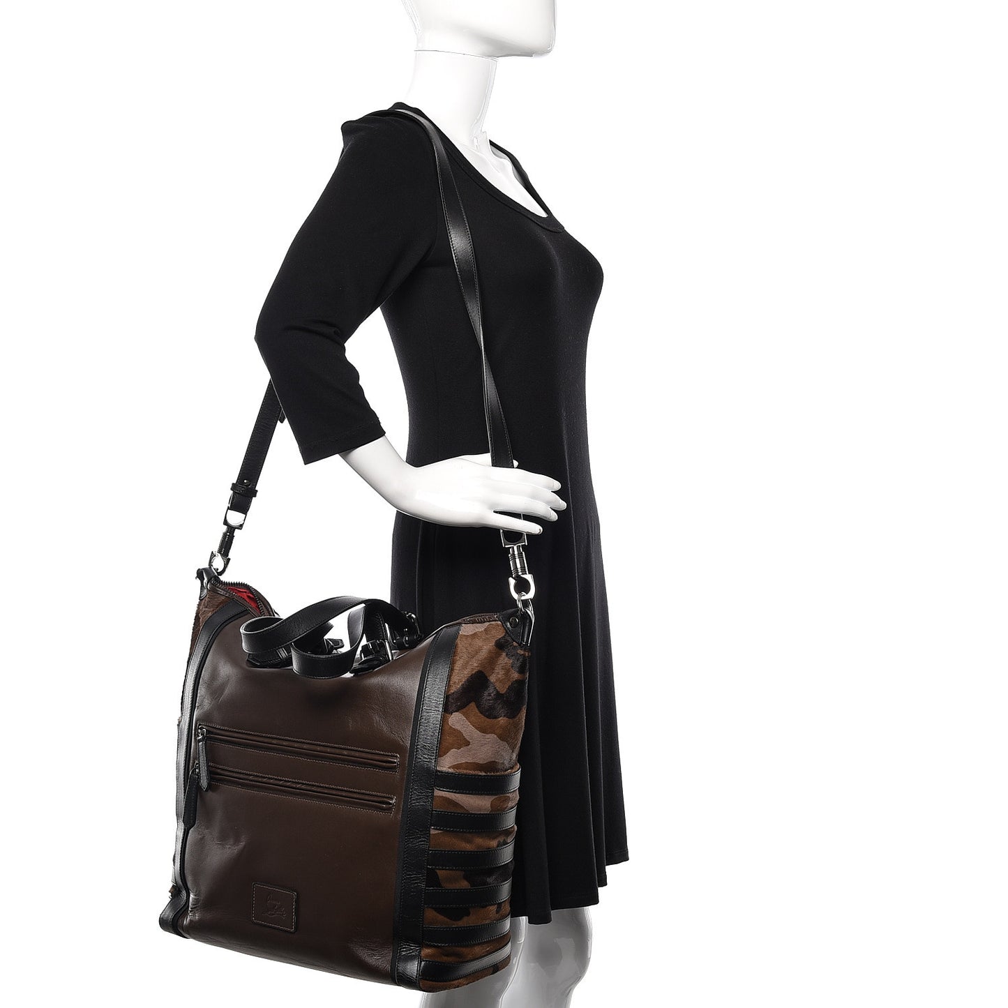Calfskin Pony Hair Maurice Shopping Carryall Bag Coffee