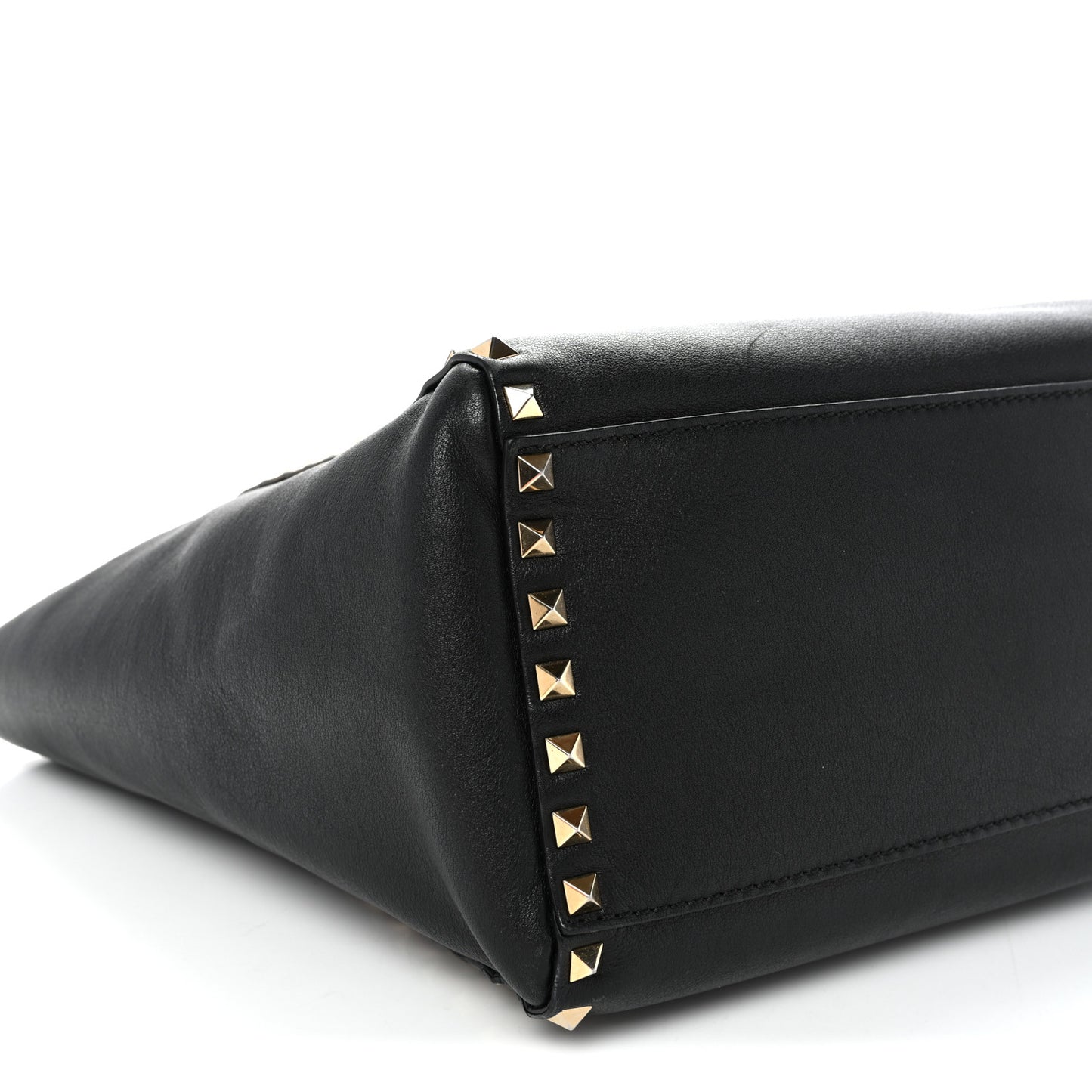 Vitello Rockstud Double Handle Tote Black