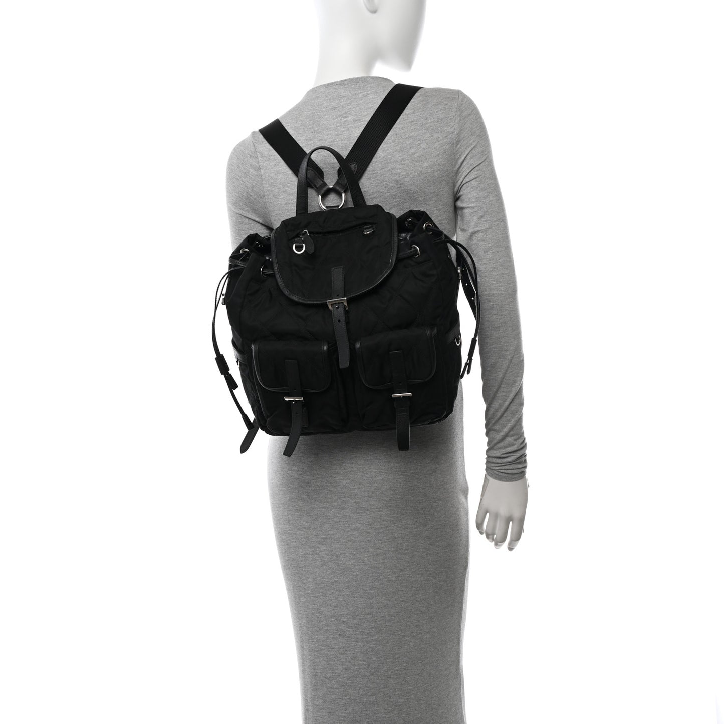 Tessuto Nylon Saffiano Vela Quilted Backpack Black