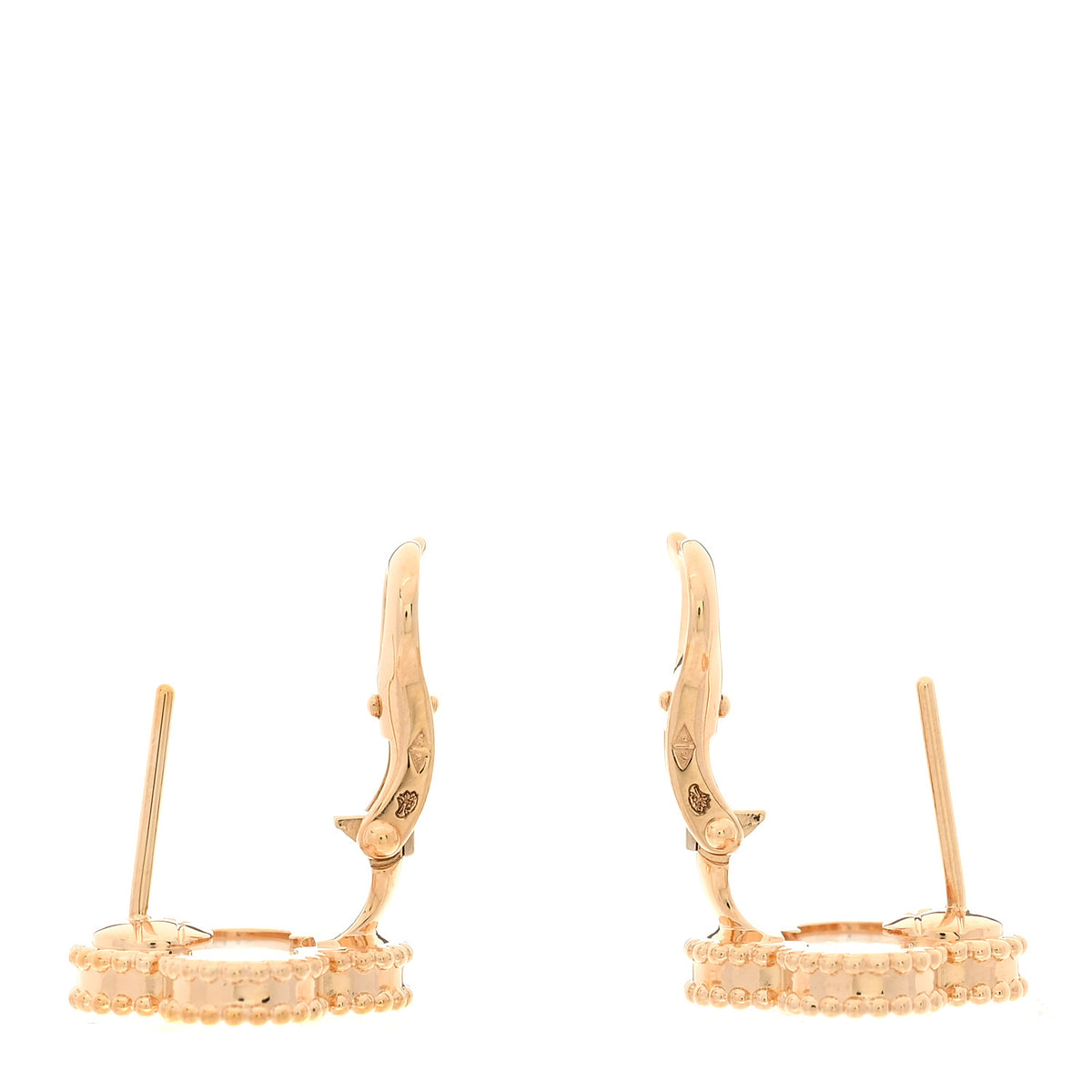 18K Yellow Gold Mother of Pearl Vintage Alhambra Earrings