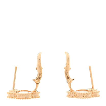 Van Cleef & Arpels 18K Yellow Gold Mother of Pearl Vintage Alhambra Earrings 3 of 6