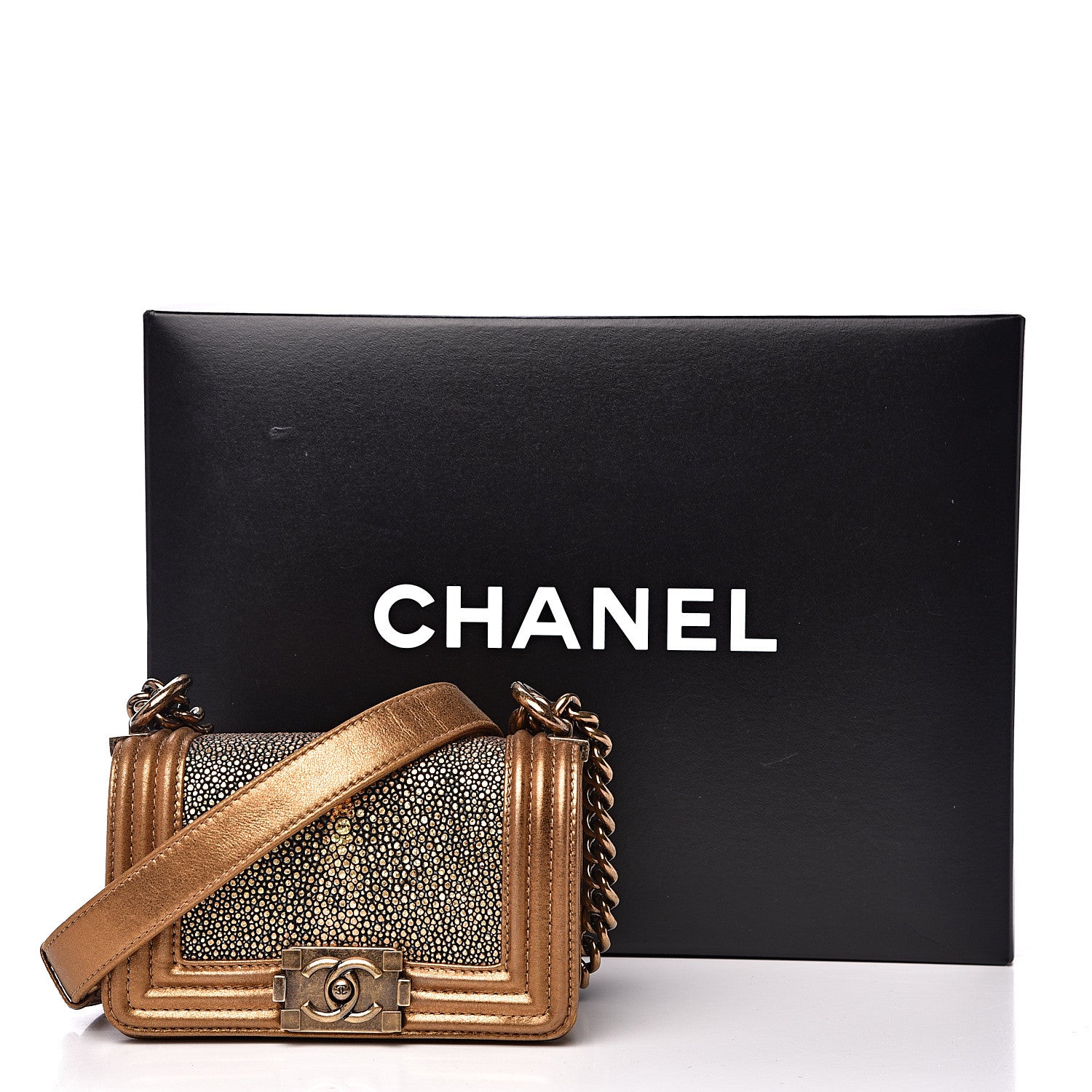 Chanel Galuchat Stingray Mini Boy Flap Gold 16 of 16