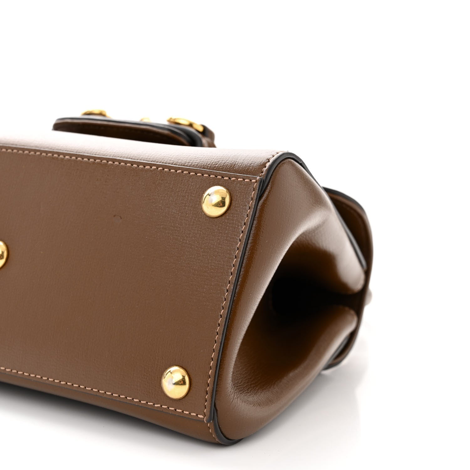 Gucci Glazed Textured Calfskin Mini Horsebit 1955 Top Handle Flap Bag Brown Sugar 10 of 12