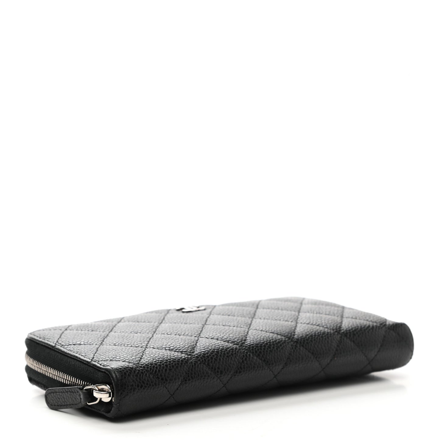 Caviar Quilted Large Gusset Zip Around Wallet Black